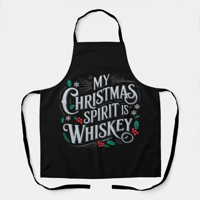 Christmas Drinking Whiskey Lovers Drinker Saying  Apron (Front)