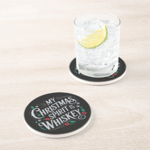 Christmas Drinking Whiskey Lovers Drinker Saying Coaster