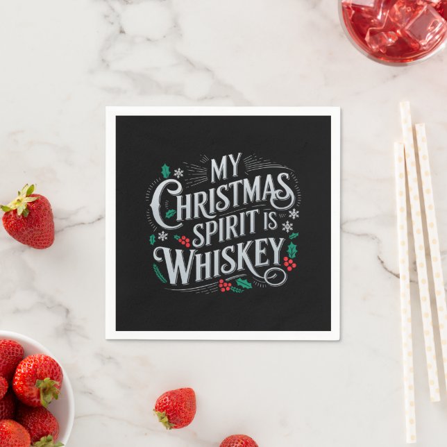 Christmas Drinking Whiskey Lovers Drinker Saying  Napkin (Insitu)