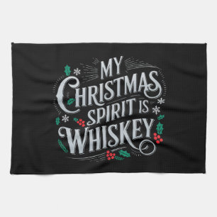 Christmas Drinking Whiskey Lovers Drinker Saying Tea Towel