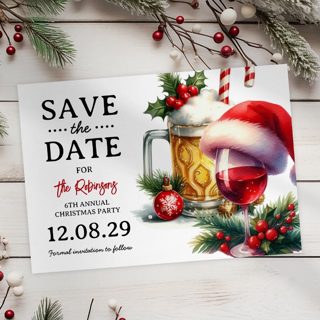 Christmas Drinks Party Save the Date Postcard (Creator Uploaded)