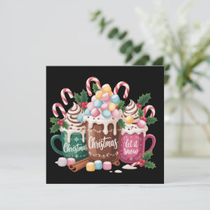 Christmas Drinks Pink Coquette Gingerbread Coffee  Holiday Card
