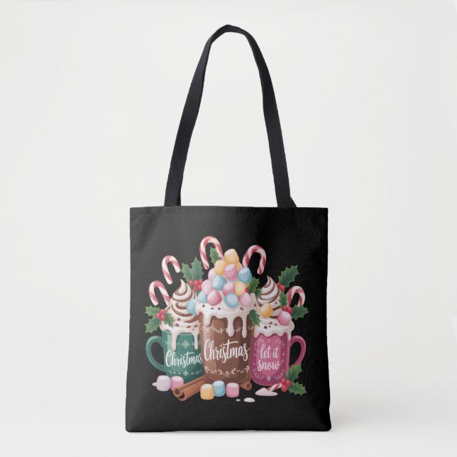 Christmas Drinks Pink Coquette Gingerbread Coffee  Tote Bag (Front)