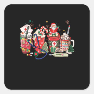 Christmas Drinks Santa Cocoa Hospital Nurse Square Sticker