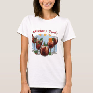 Christmas Drinks Watercolor Print | Festive Mulled T-Shirt