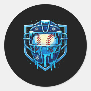 Christmas Drip Baseball Catcher Mask Ice Cream Dri Classic Round Sticker