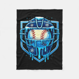 Christmas Drip Baseball Catcher Mask Ice Cream Dri Fleece Blanket