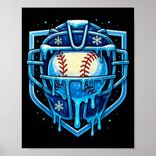 Christmas Drip Baseball Catcher Mask Ice Cream Dri Poster