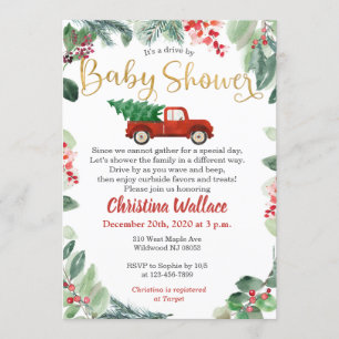Christmas Drive By Baby Shower Invitations