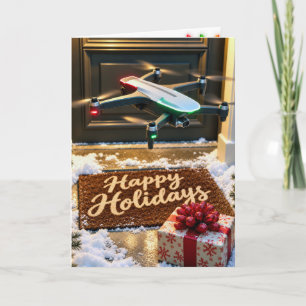 Christmas Drone Delivery to Front Door Card