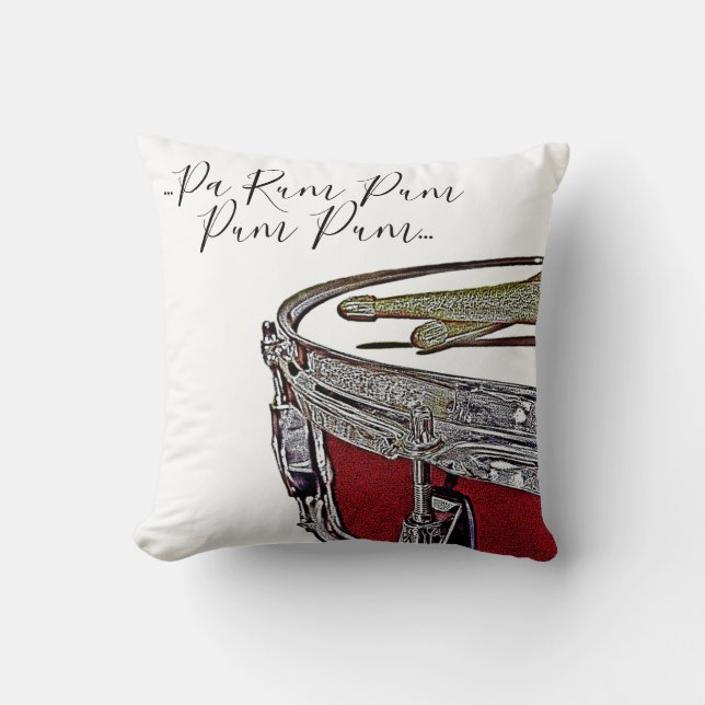 Christmas Drummer Boy Snare Drum Drumsticks Music Cushion (Front)