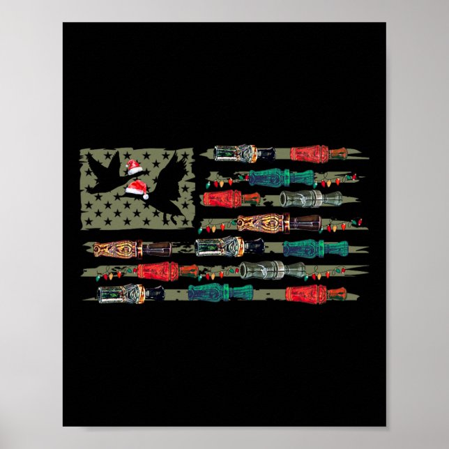 Christmas Duck Call Flag Christmas Mallard Duck Hu Poster (Front)