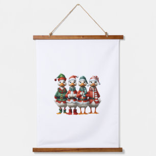 Christmas Duck Family Festive Holiday Decor Hanging Tapestry