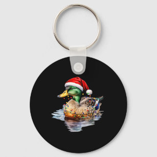 Christmas Duck Hunting Santa Xmas Light Country Ma Key Ring
