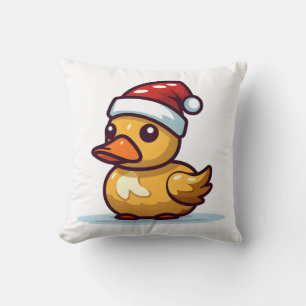 Christmas Duck in Santa hat Cushion