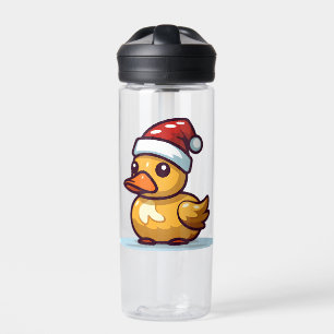 Christmas Duck in Santa hat Water Bottle