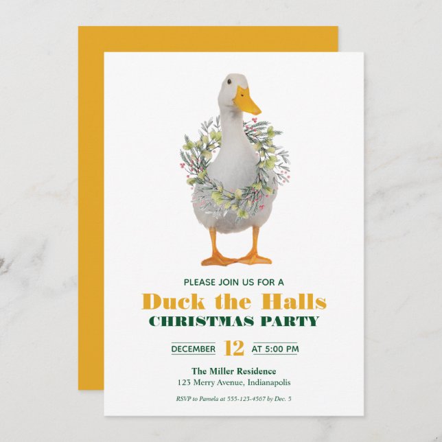Christmas Duck the Halls Party Invitation (Front/Back)
