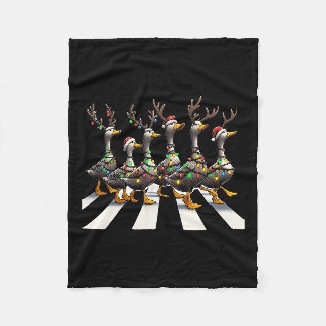 Christmas Ducks Cute Animals Christmas Lover Ducks Fleece Blanket (Front)