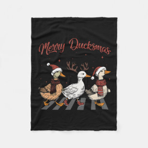 Christmas Ducks Merry Ducksmas Funny Animals Holid Fleece Blanket