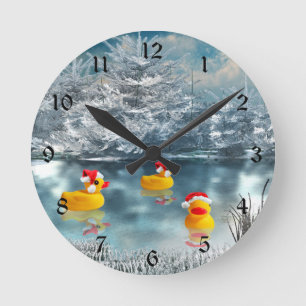 Christmas ducks round clock
