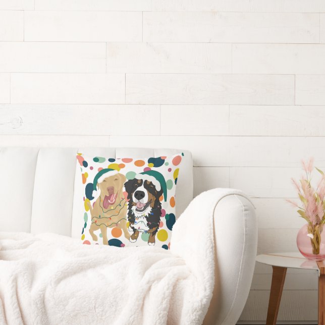 Christmas Dudley And Bernese polka  Cushion (Couch)