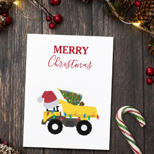 Christmas Dump Truck Construction Trucks Holiday Postcard