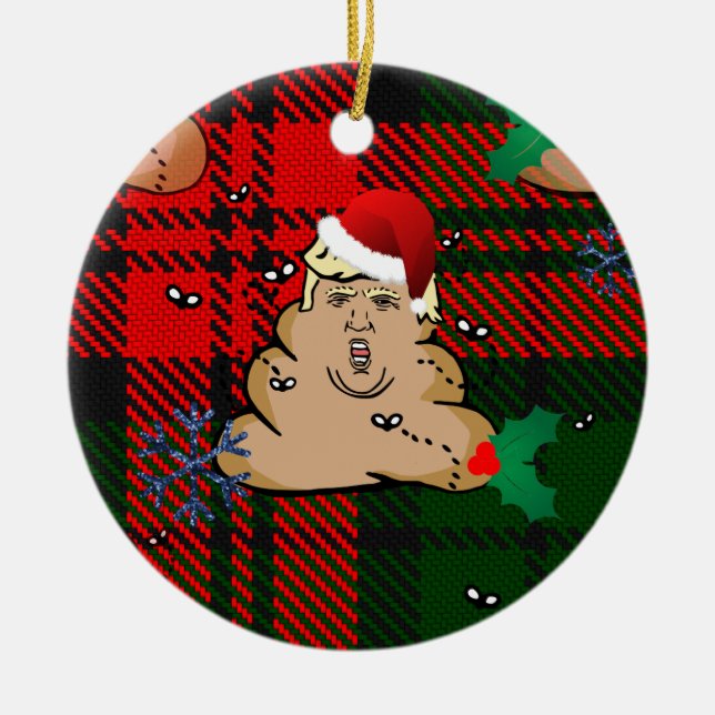 christmas dump trump ceramic ornament (Front)