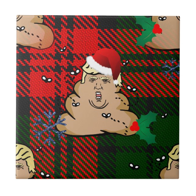 christmas dump trump ceramic tile (Front)