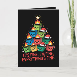 Christmas Dumpster Fire Tree It's Fine I'm Fine Card