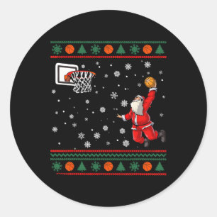 Christmas Dunking Santa Sketll Xmas Men Boys Kids Classic Round Sticker