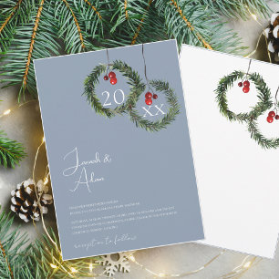 Christmas Dusty Blue Winter Festive Wedding Invitation