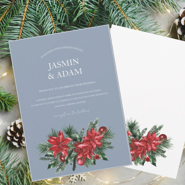 Christmas Dusty Blue Winter Festive Wedding Invitation (Creator Uploaded)