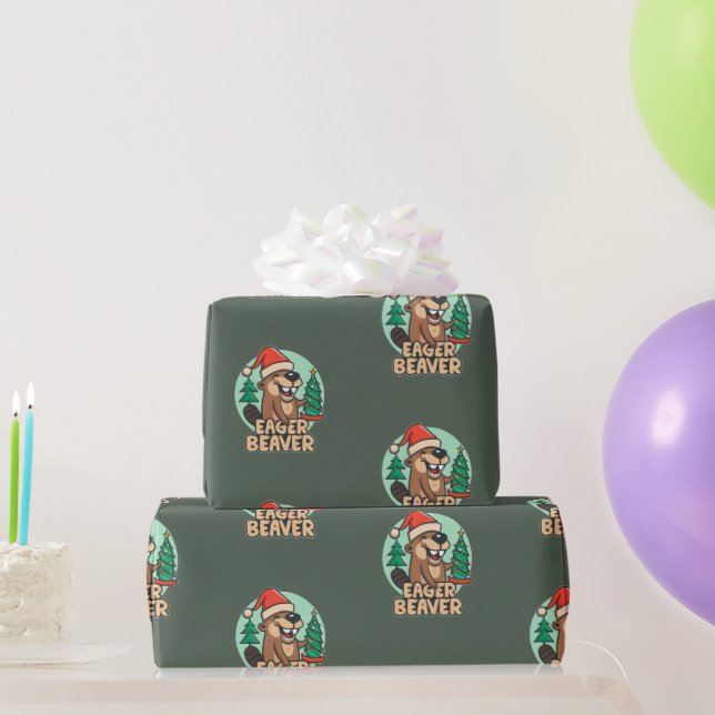 Christmas Eager Beaver Wrapping Paper (Party Gifts)