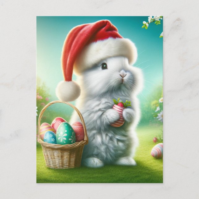 Christmas Easter Rabbit Postcard (Front)
