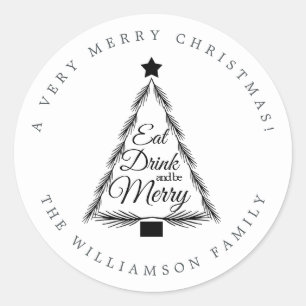 Christmas Eat Drink Merry Monogram Envelope Seal