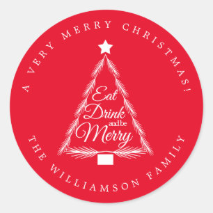 Christmas Eat Drink Merry Name Red Envelope Seal