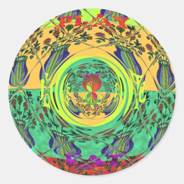 Christmas Eat Love Play Hakuna Matata Colour.png Classic Round Sticker (Front)