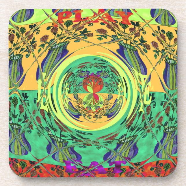 Christmas Eat Love Play Hakuna Matata Colour.png Coaster (Front)