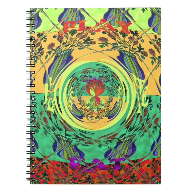 Christmas Eat Love Play Hakuna Matata Colour.png Notebook (Front)