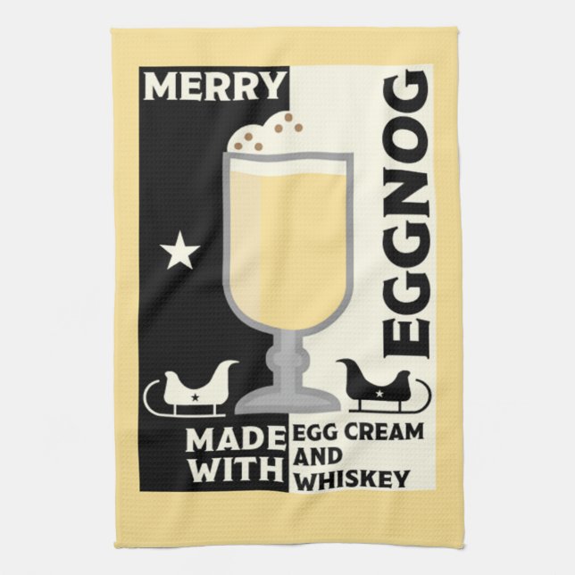 Christmas Eggnog Punch Tea Towel (Vertical)