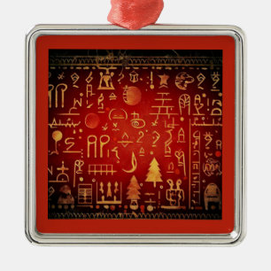 Christmas Egyptian Hieroglyphs 4 Metal Ornament