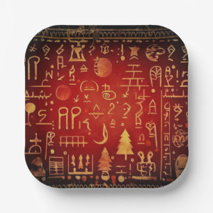 Christmas Egyptian Hieroglyphs 4 Paper Plate