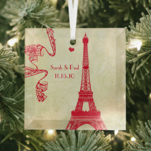 Christmas Eiffel Tower Glass Tree Decoration