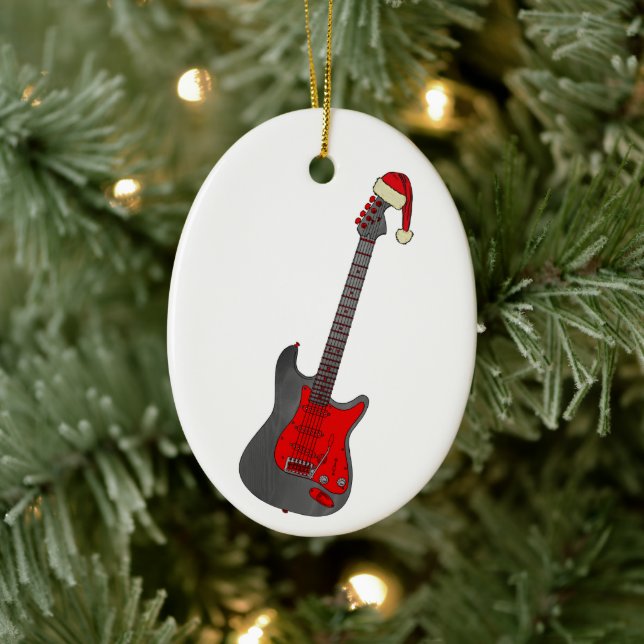 Christmas Electric Guitar Ceramic Ornament (Tree)