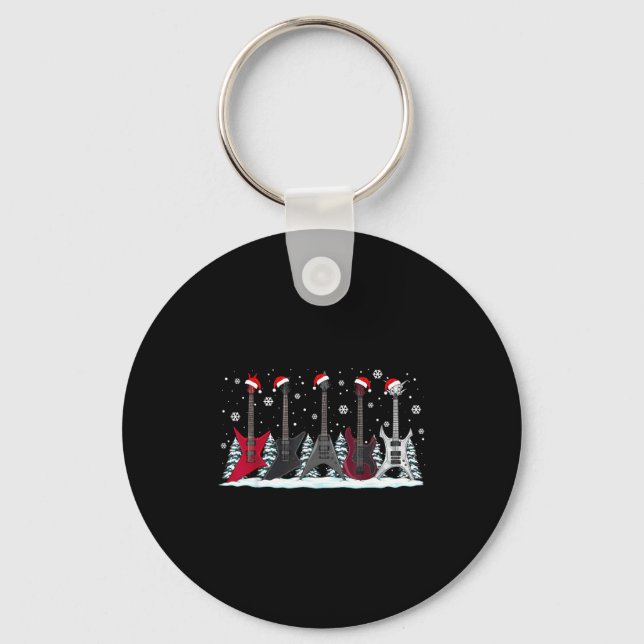 Christmas Electric Guitars Metalhead Guitarist Xma Key Ring (Front)