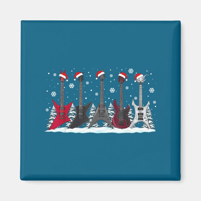 Christmas Electric Guitars Metalhead Guitarist Xma Magnet (Front)