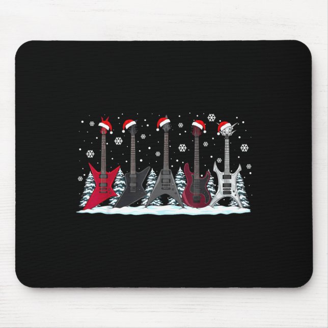 Christmas Electric Guitars Metalhead Guitarist Xma Mouse Pad (Front)