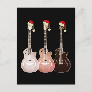 Christmas Electric Guitars Vintage Festive Retro Holiday Postcard
