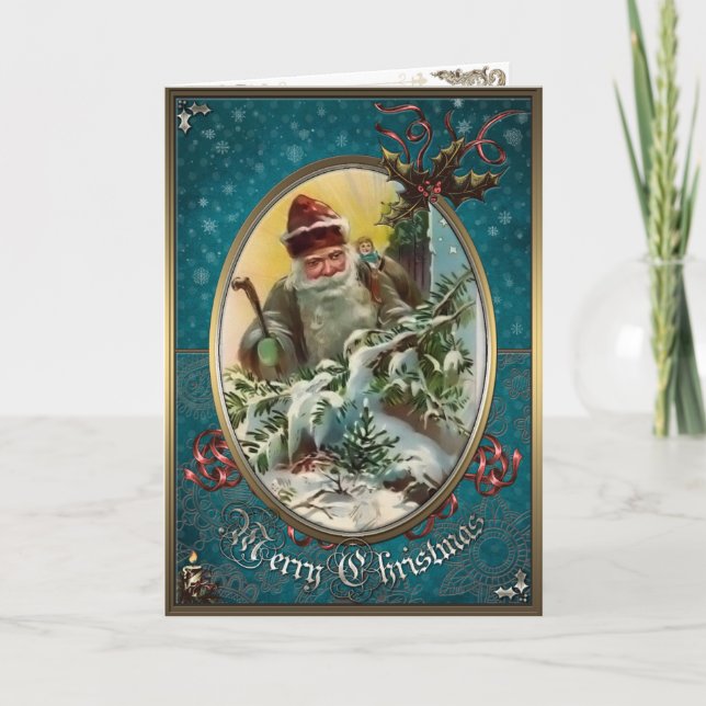 Christmas Elegance Card - Old Santa Claus. (Front)