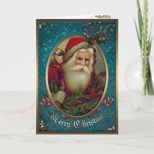 Christmas Elegance Card -  Santa Claus with gifts.